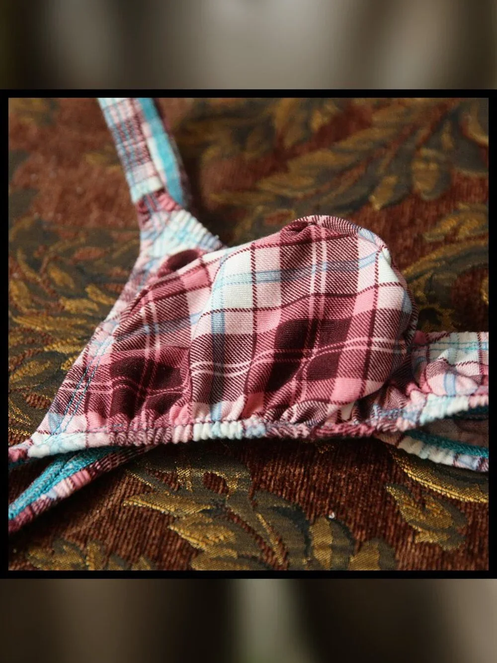 Mens Plaid Print LOWRISE Thin Sides Thong Handmade